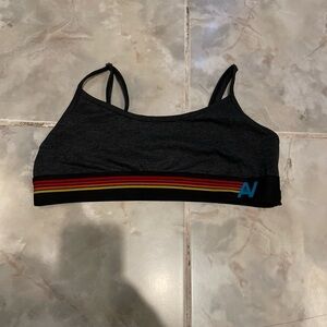 Aviator Nation Womens Sports Bra Medium Black Logo Workout Gym Bralette